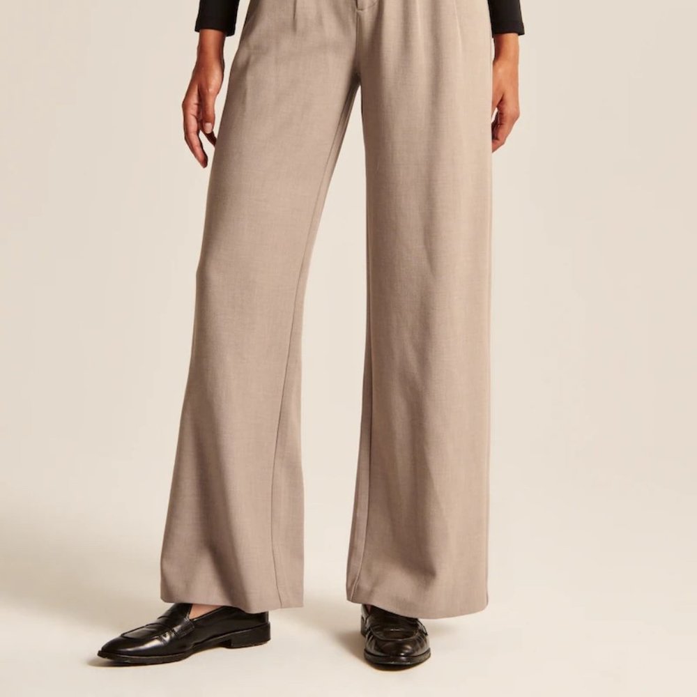 ABERCROMBIE & FITCH | Tailored Wide Leg Pants Light Khaki XXS